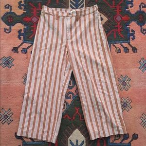Brown Madewell Pinstripe Wide Leg Pants 32T NWT